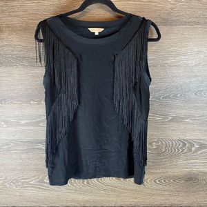 Rebecca Taylor Fringe Black Tank